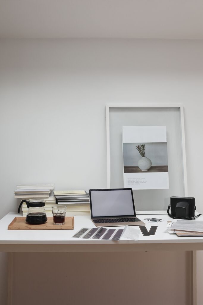 Modern office workspace with laptop